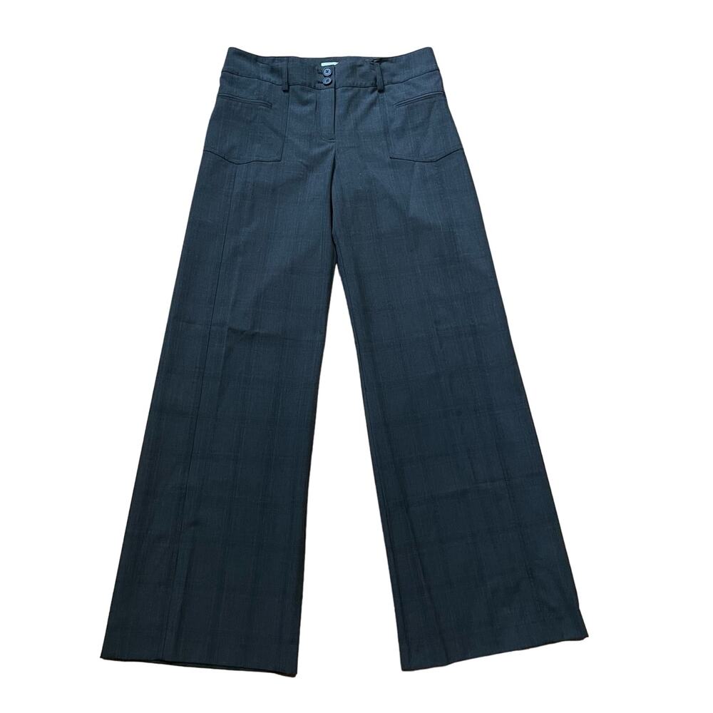 Cache Gray Plaid Wide Leg Trouser Dress Pants 6